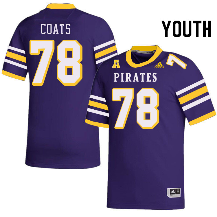 Youth #78 William Coats ECU Pirates College Football Jerseys Stitched-Throwback